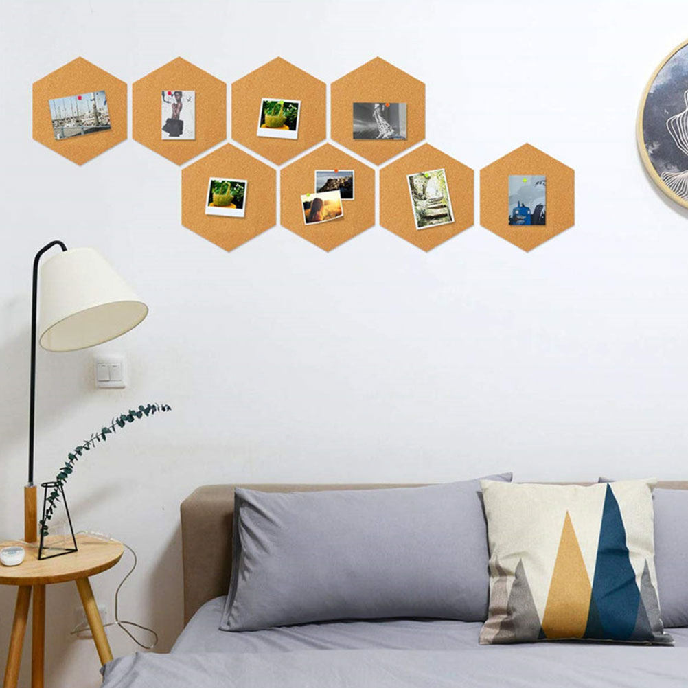 Bulletin Board Cork - 8Pcs Self-Adhesive Hexagon Cork Board Bulletin
