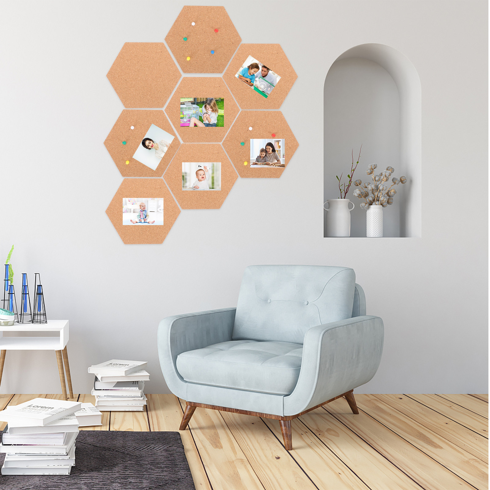 1Set Hexagon Cork Board Wall M - مراجعة Bulletin Board Cork وسعره