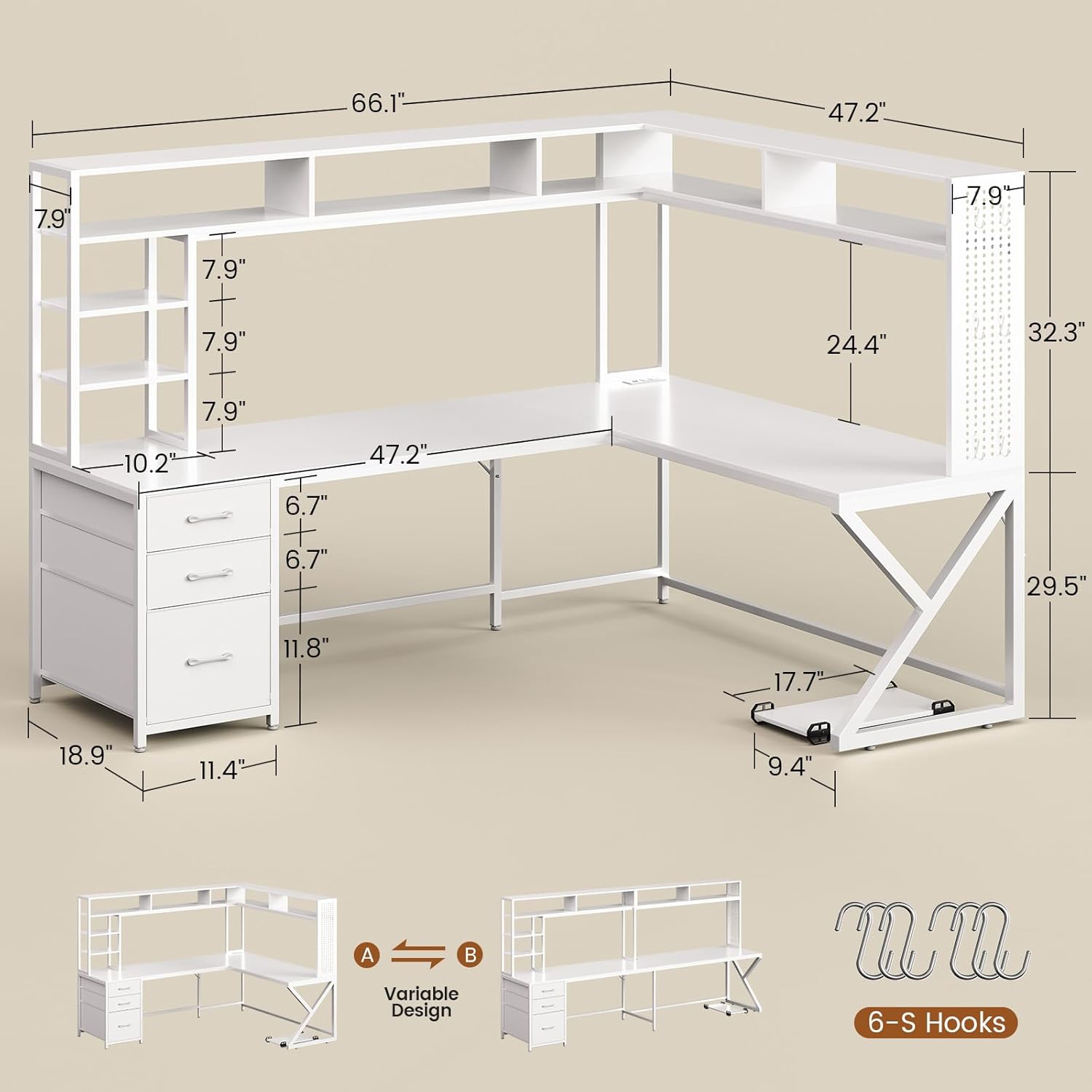 Corner L Shaped Convertible Ga - مراجعة Gaming Desk With Hutch وسعره