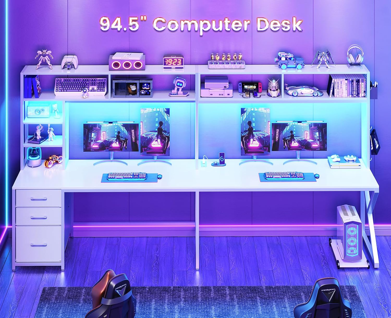 Corner L Shaped Convertible Ga - مراجعة Gaming Desk With Hutch وسعره