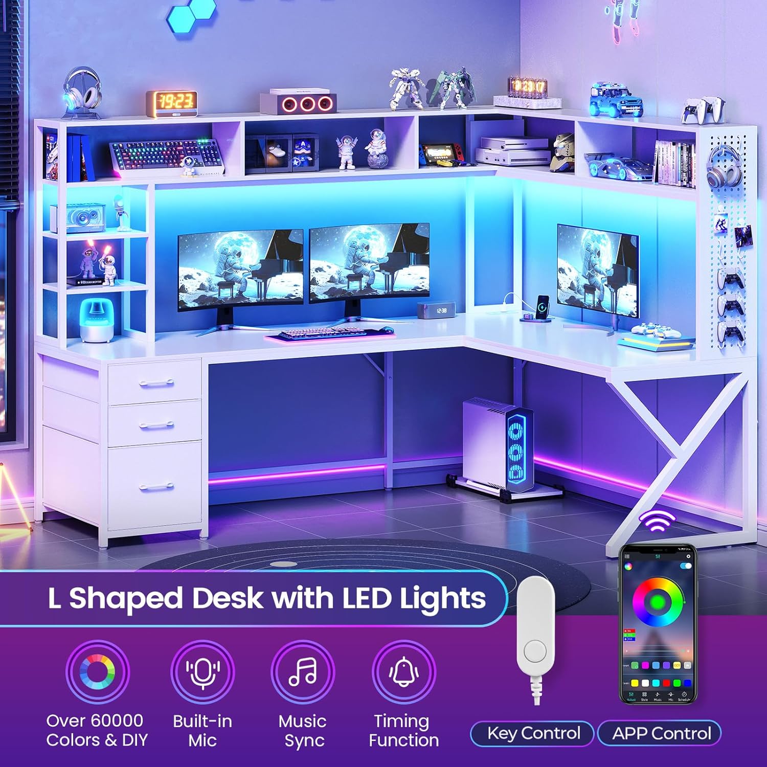Corner L Shaped Convertible Ga - مراجعة Gaming Desk With Hutch وسعره