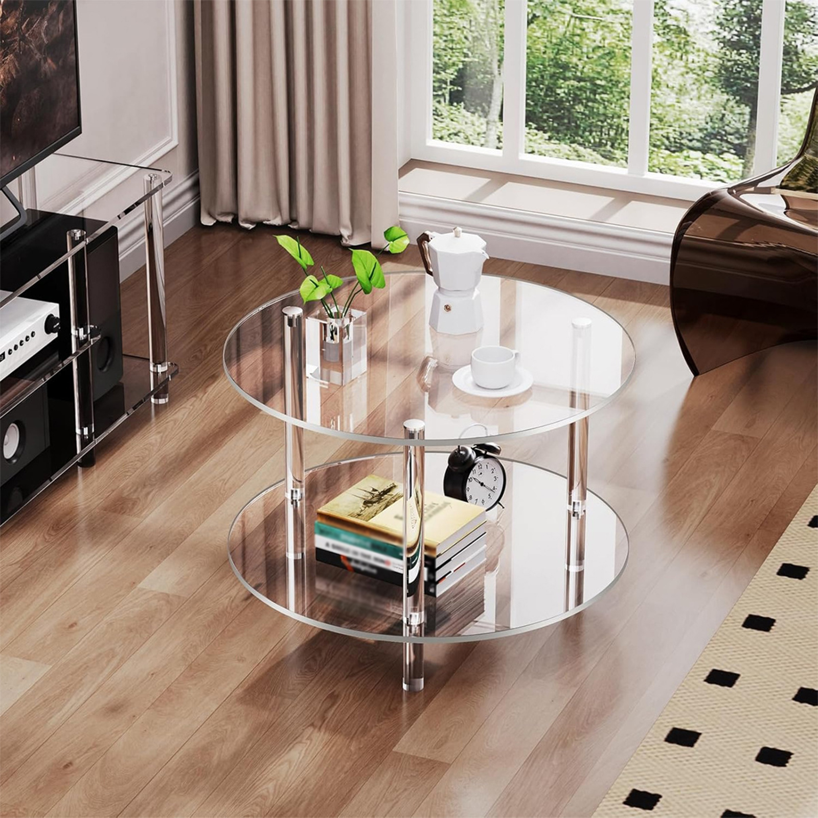 Acrylic Round Side Table, Easy - مراجعة Office Furniture In China وسعره