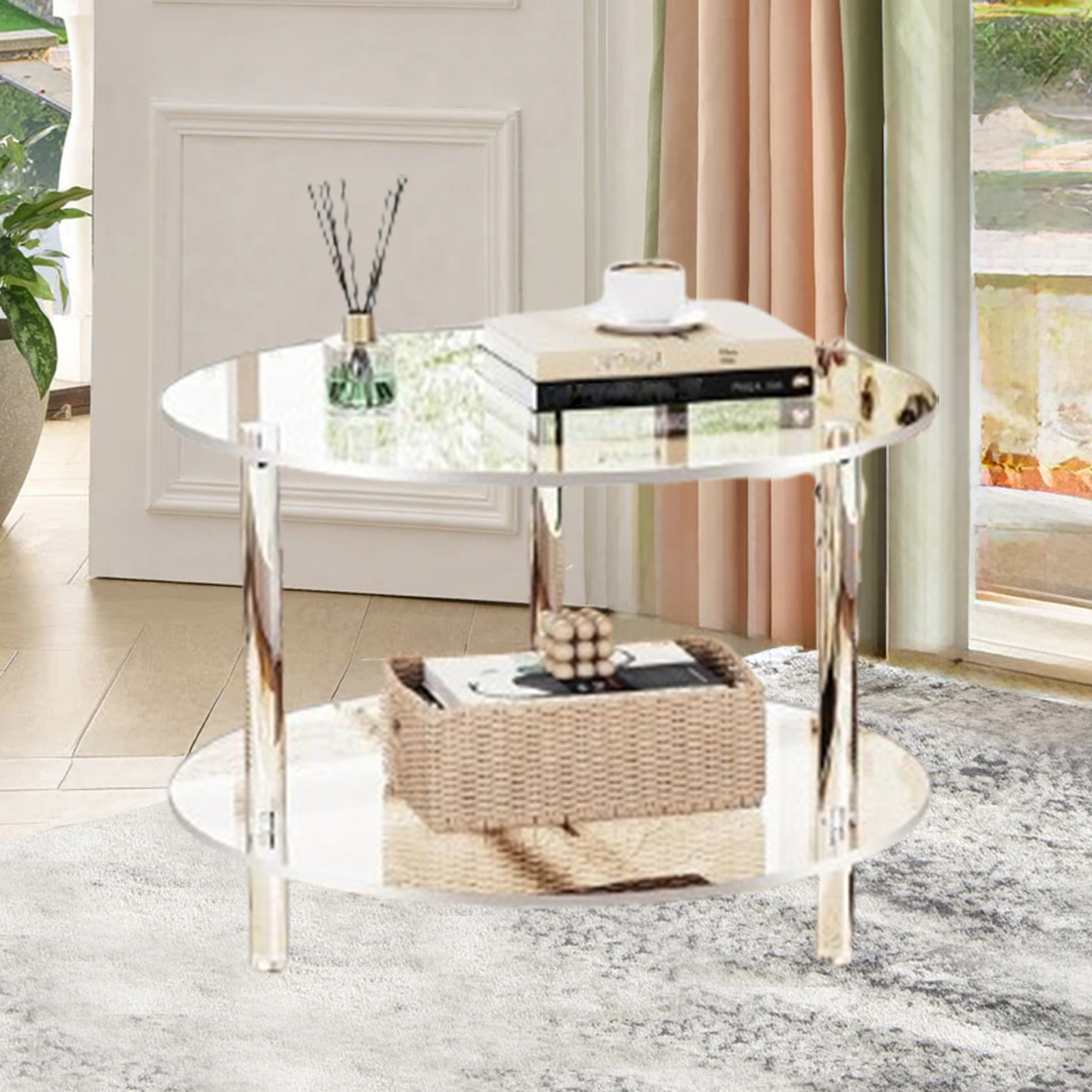 Acrylic Round Side Table, Easy - مراجعة Office Furniture In China وسعره