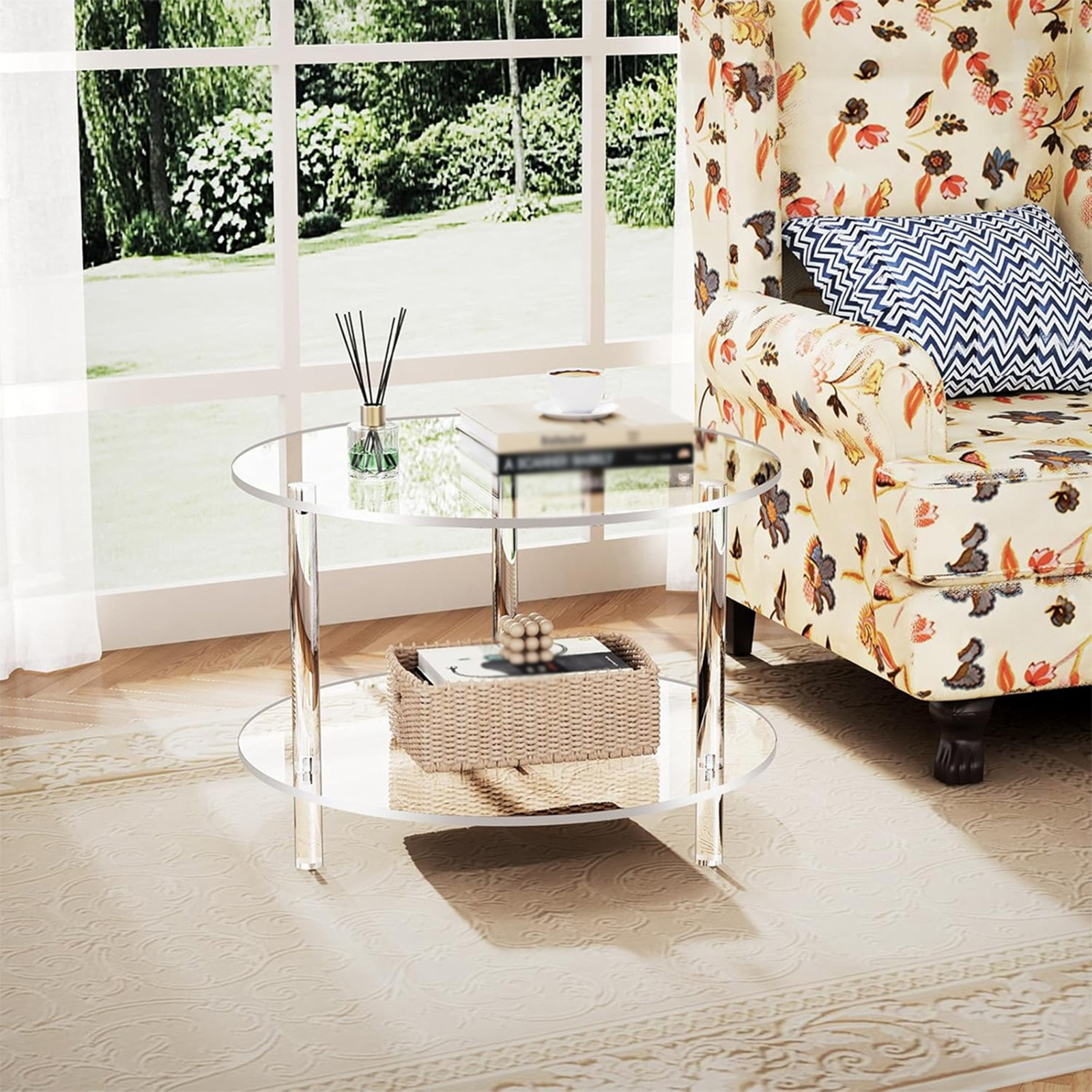 Acrylic Round Side Table, Easy - مراجعة Office Furniture In China وسعره