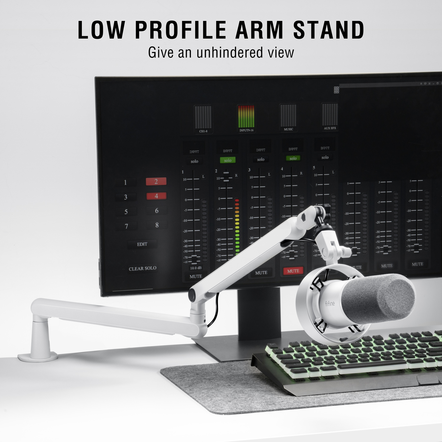 FIFINE Microphone Boom Arm, Ad - مراجعة Gaming Desk With Hutch وسعره