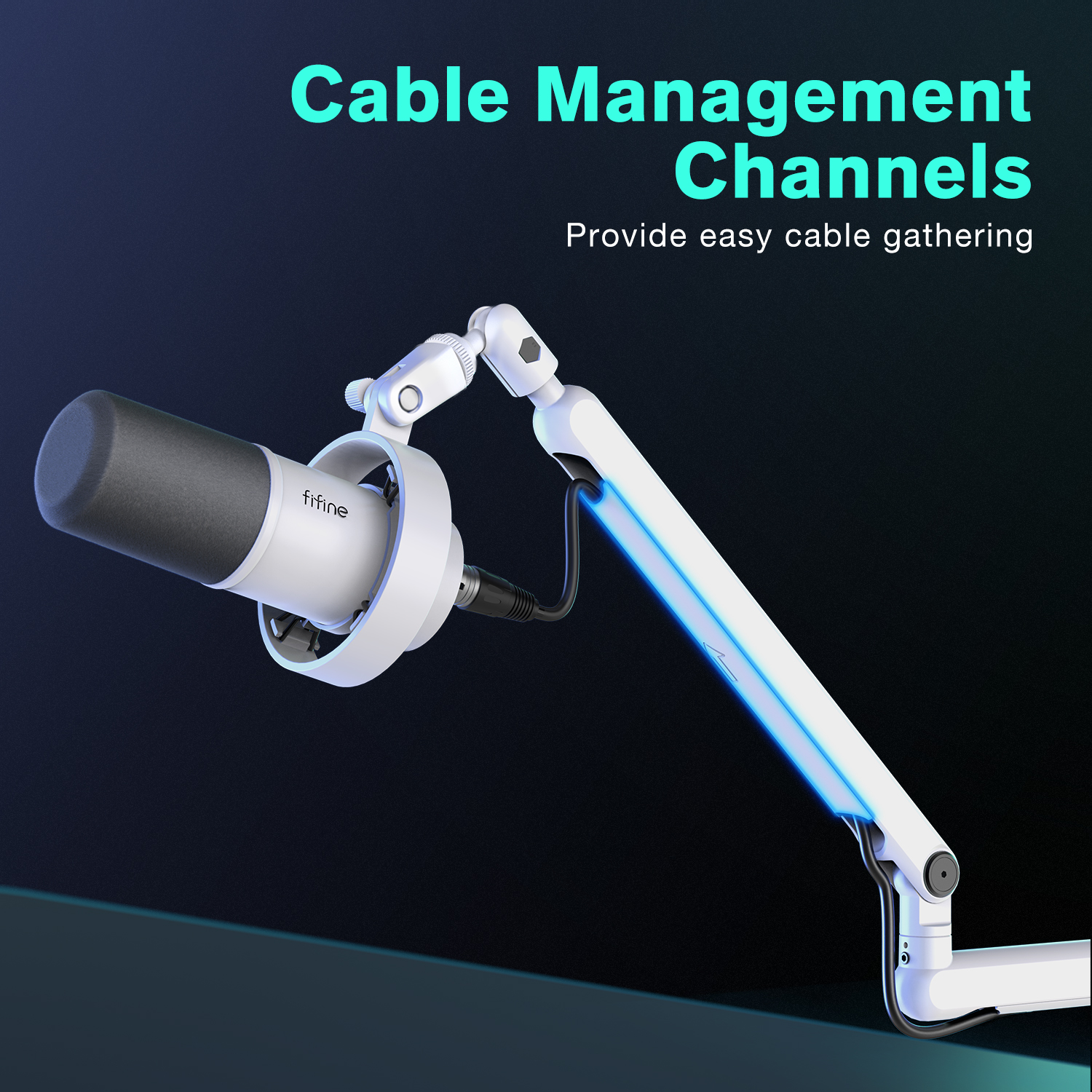 FIFINE Microphone Boom Arm, Ad - مراجعة Gaming Desk With Hutch وسعره