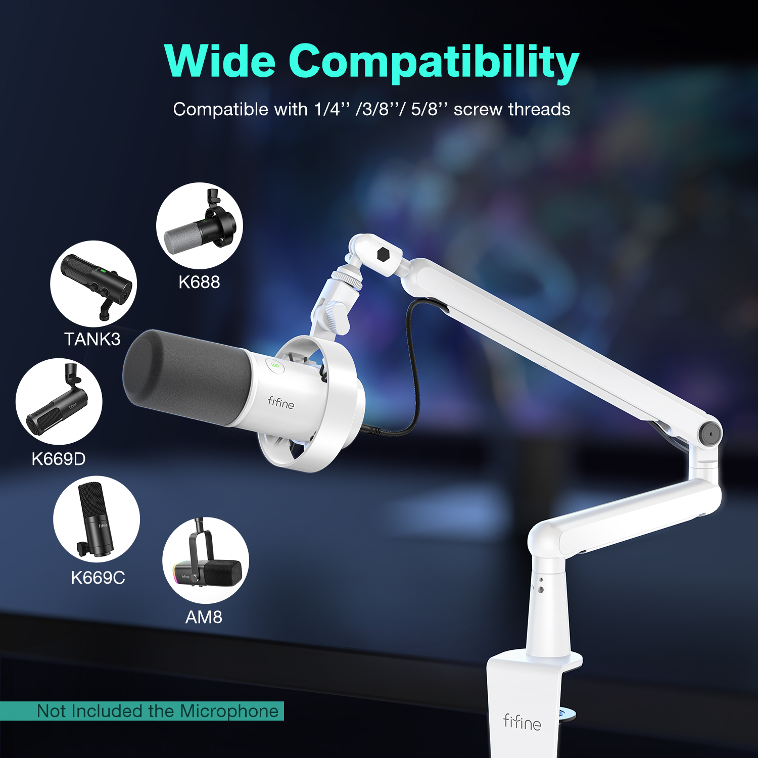 FIFINE Microphone Boom Arm, Ad - مراجعة Gaming Desk With Hutch وسعره