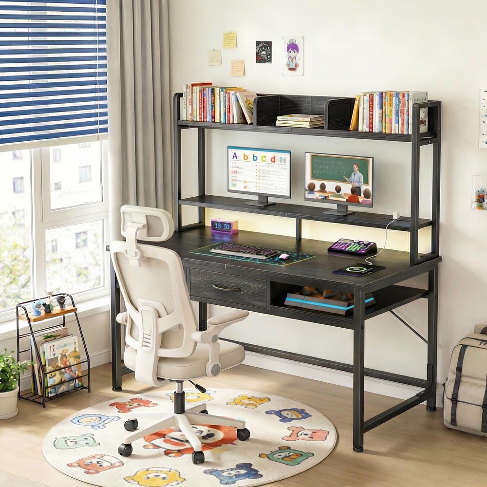 39.4 Computer Desk with Hutch  - مراجعة Gaming Desk With Hutch وسعره