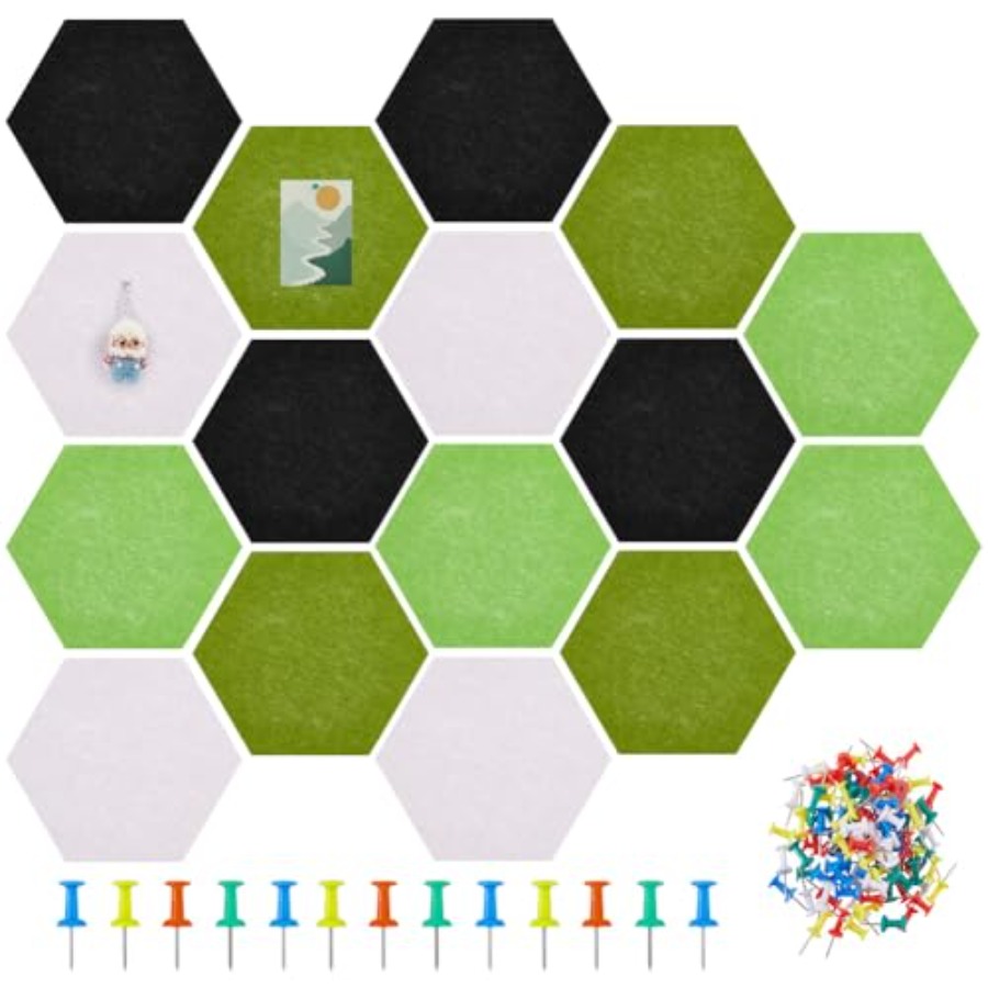 16Pcs 4 Colors Hexagon Felt Co - مراجعة Bulletin Board Cork وسعره
