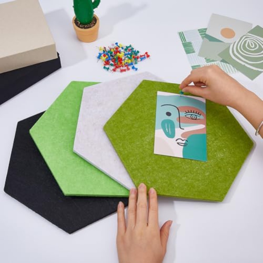 16Pcs 4 Colors Hexagon Felt Co - مراجعة Bulletin Board Cork وسعره