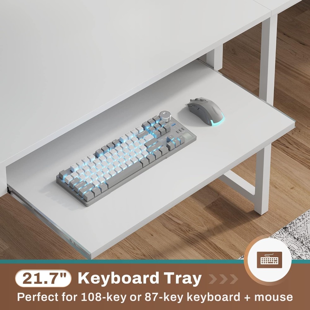 White L Shaped Gaming Desk, Re - مراجعة Gaming Desk With Hutch وسعره