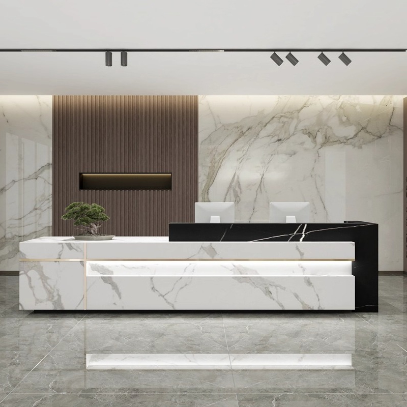 Nordic Luxury Marble Reception - مراجعة Office Furniture High End وسعره