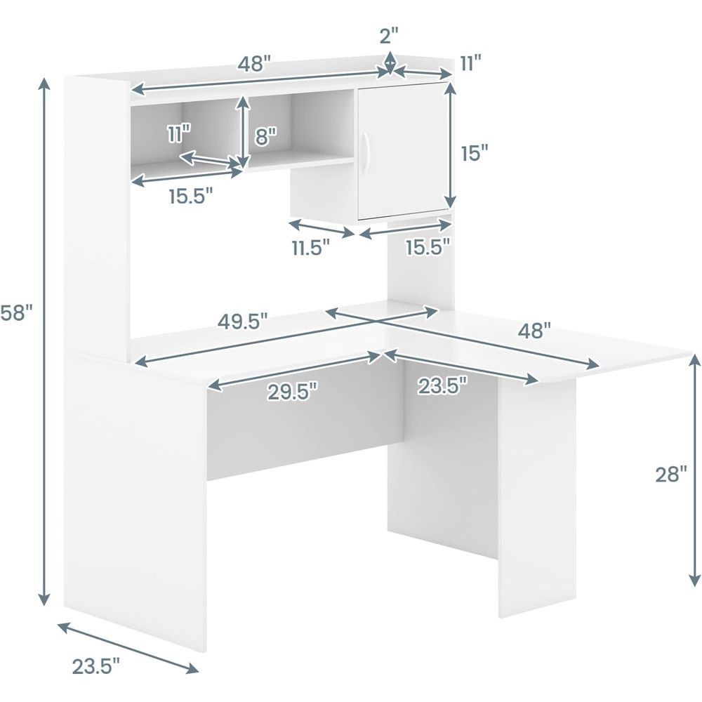 Modern White L-Shaped Desk wit - مراجعة Gaming Desk With Hutch وسعره