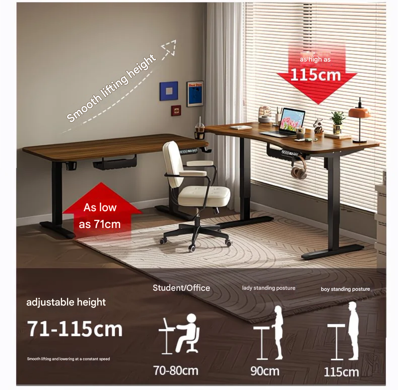 80/100/120/140cm Height Adjust - مراجعة Gaming Desk With Hutch وسعره
