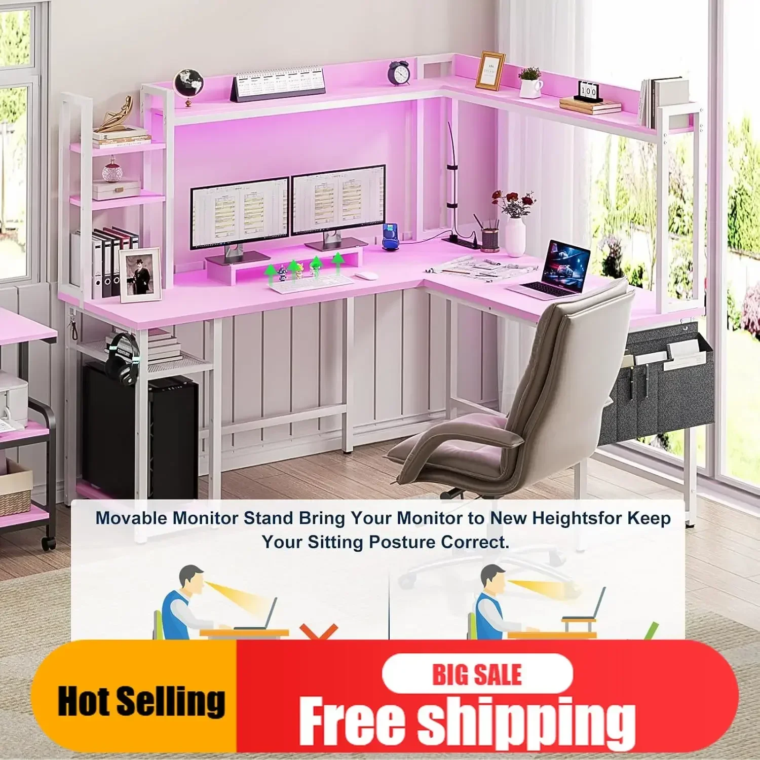 Hot-sellingL Shaped Gaming Des - مراجعة Gaming Desk With Hutch وسعره