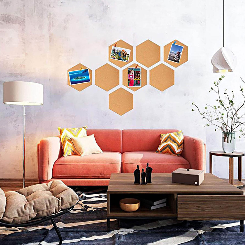 8Pcs Self-Adhesive Hexagon Cor - مراجعة Bulletin Board Cork وسعره