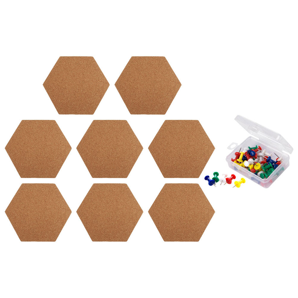 8Pcs Self-Adhesive Hexagon Cor - مراجعة Bulletin Board Cork وسعره