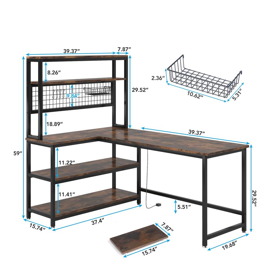 55 LShape Computer Desk with H - مراجعة Gaming Desk With Hutch وسعره