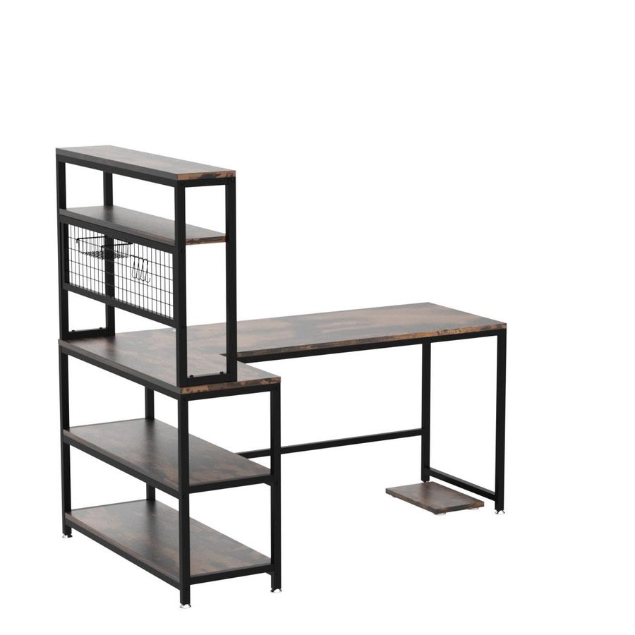 55 LShape Computer Desk with H - مراجعة Gaming Desk With Hutch وسعره
