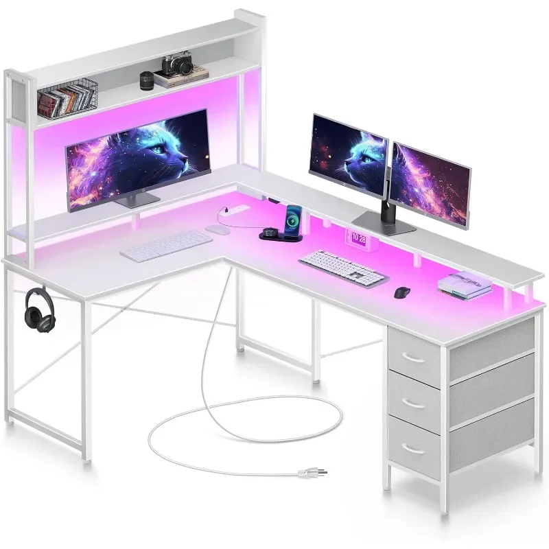 K Computer Desk L Shaped with  - مراجعة Gaming Desk With Hutch وسعره