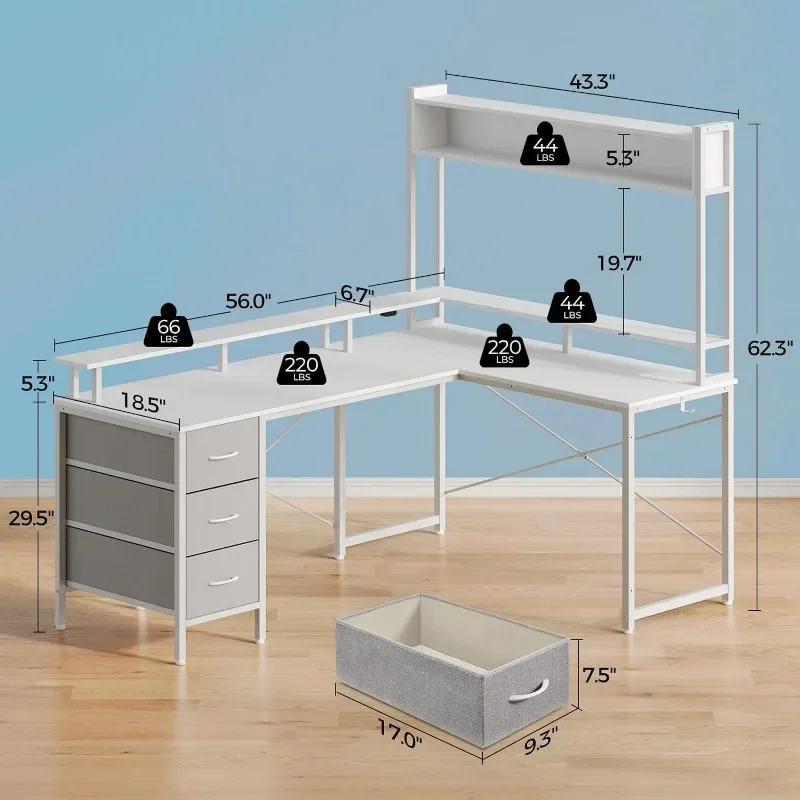 K Computer Desk L Shaped with  - مراجعة Gaming Desk With Hutch وسعره