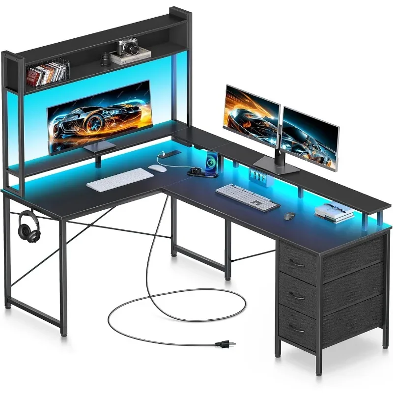 K Computer Desk L Shaped with  - مراجعة Gaming Desk With Hutch وسعره